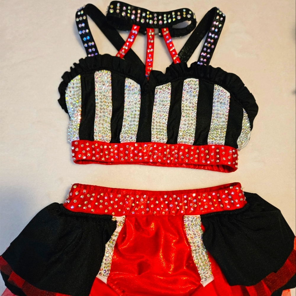 Red and Black Glamour Costumes AS Competition Dance